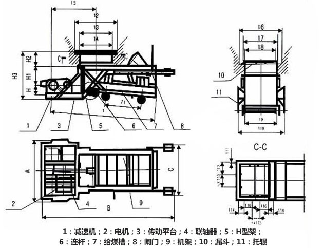 K型往復式給煤機(給料機)產品外形圖